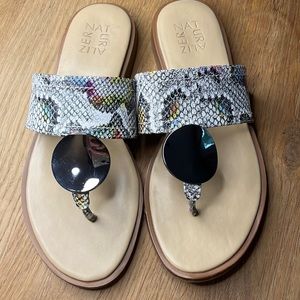 Naturalizer Snake-Print Slide Sandals with Black Disc